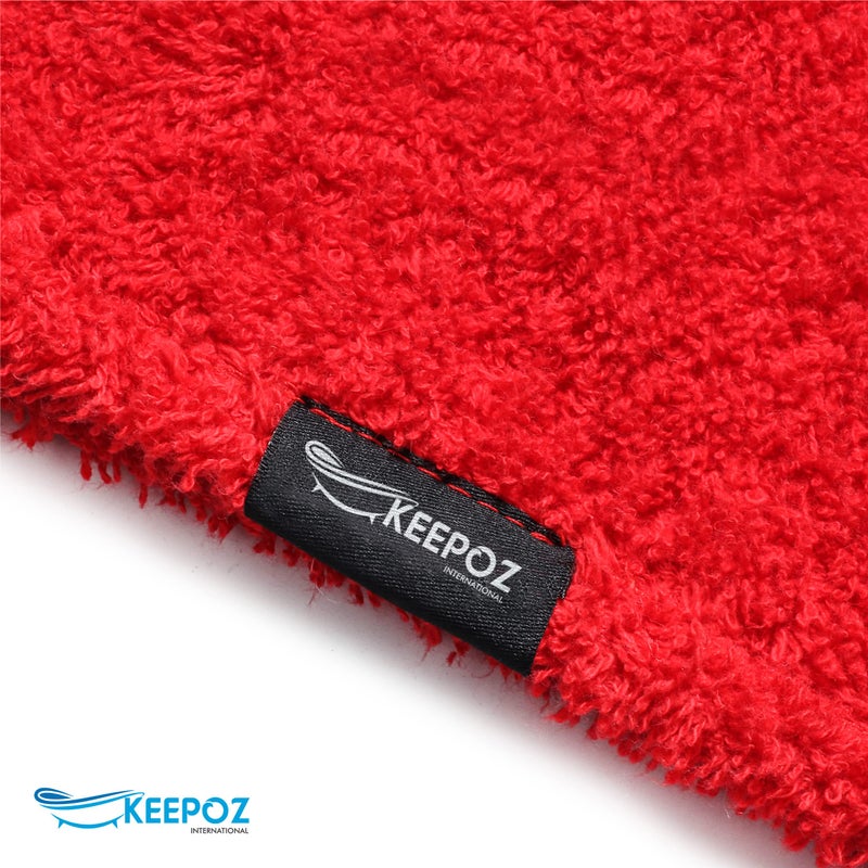 KEEPOZ Hair Towel Wrap Quick Dry 100% Cotton Super Absorbent Turban Head Wrap for Women with Button, Non Microfiber Anti Frizz Hair Products, Hair Cap for Curly, Long & Thick Hair (Red, 1 Pc) - Image 3